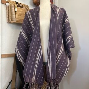Traditional Women’s Purple Striped Shawl Poncho